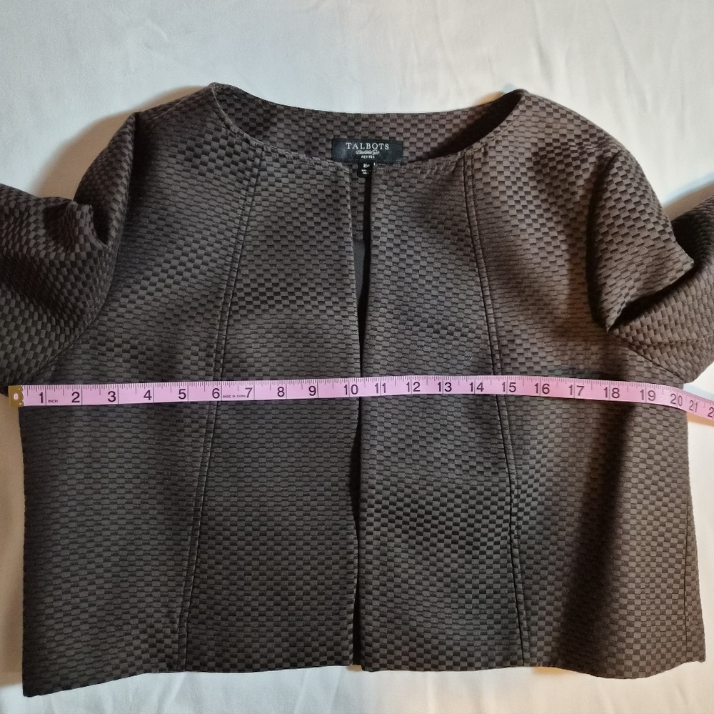 Talbots Petites Silk Blend Sheath Dress & Cropped Jacket Set Brown Size 16P - Picture 7 of 16